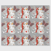 Kerstpatroonschildertje, Snowman en Butterflies Cadeaupapier (Vlak)