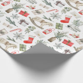 kerstpatroonschilfers Schaatsen voor paardenijs Cadeaupapier (Hoek)