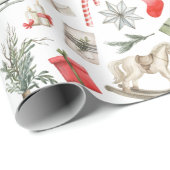 kerstpatroonschilfers Schaatsen voor paardenijs Cadeaupapier (Rol Hoek)