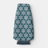 Kerstpatroonsnowschilfers wit blauw flesjeskoeler (Voorkant)