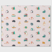 kerstpatroonvaten met vetkatten cadeaupapier (Vlak)