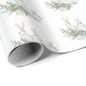 kerstpatroonwitte bunny Rabbit Hare Gift Cadeaupapier (Rol Hoek)