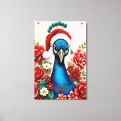 Kerstpauw in Bloei Premium Gewikkeld Canvas Afdruk (Voorkant)