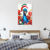 Kerstpauw in Bloei Premium Gewikkeld Canvas Afdruk (Insitu (Slaapkamer))