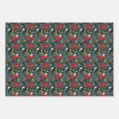 Kerstpauwen en poinsettia's inpakpapier vel (Voorkant 2)