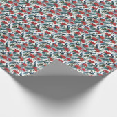Kerstpauwen veren en poinsettia's cadeaupapier (Hoek)