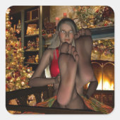 Kerstpauze Vierkante Sticker (Voorkant)