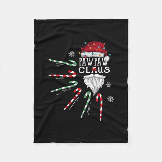 kerstpawpaw Claus Pawpaw Beard Candy Cane Fleece Deken (Voorkant)