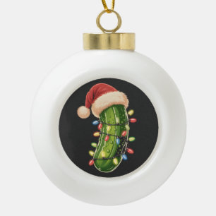 Kerstpekel Augurk In Kerstlicht Peeltje  Keramische Bal Ornament