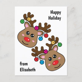 Kerstpekelbal met rendieren, aangepaste tekst briefkaart