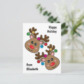 Kerstpekelbal met rendieren, aangepaste tekst briefkaart (Staand voorkant)