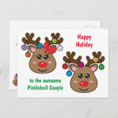 Kerstpekelbal met rendieren, aangepaste tekst briefkaart (Voorkant / Achterkant)