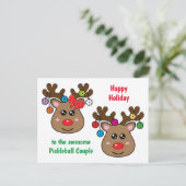 Kerstpekelbal met rendieren, aangepaste tekst briefkaart (Staand voorkant)