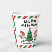 Kerstpekeldwergen, aangepaste tekst papieren bekers (Voorkant)