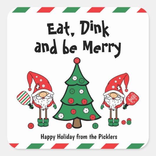 Kerstpekeltje Vierkante Sticker (Voorkant)