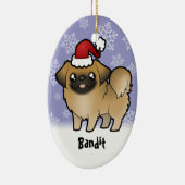Kerstpekingese (puppy cut) keramisch ornament (Rechts)