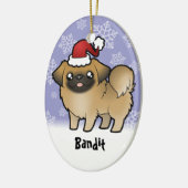 Kerstpekingese (puppy cut) keramisch ornament (Links)