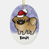 Kerstpekingese (puppy cut) keramisch ornament (Achterkant)