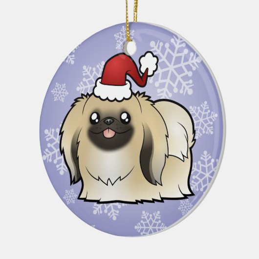 Kerstpekingese (show doorgesneden) keramisch ornament (Links)