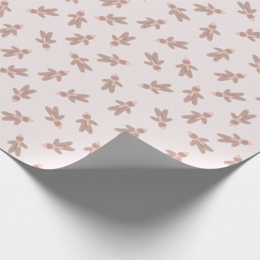 Kerstpeperkoekmannetje roze cadeaupapier (Hoek)
