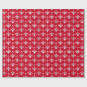 Kerstpepermunt | Rode Damast Kerstpatroon Cadeaupapier (Vlak)