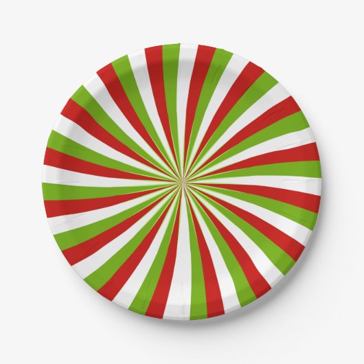kerstpeppermint Candy Cane Pinwheels Papieren Bordje (Voorkant)