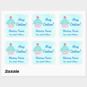 kerstpeppermint Cupcake Eigen voedseletiket Vierkante Sticker (Vel)