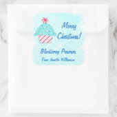 kerstpeppermint Cupcake Eigen voedseletiket Vierkante Sticker (Tas)