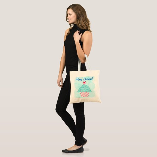 kerstpeppermint Cupcake herbruikbaar winkelen Tote Bag (Voorkant (model))
