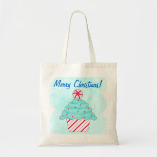 kerstpeppermint Cupcake herbruikbaar winkelen Tote Bag