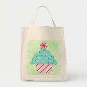 Kerstpeppermint Cupcake Originele Kunst Groen Tote Bag (Voorkant)