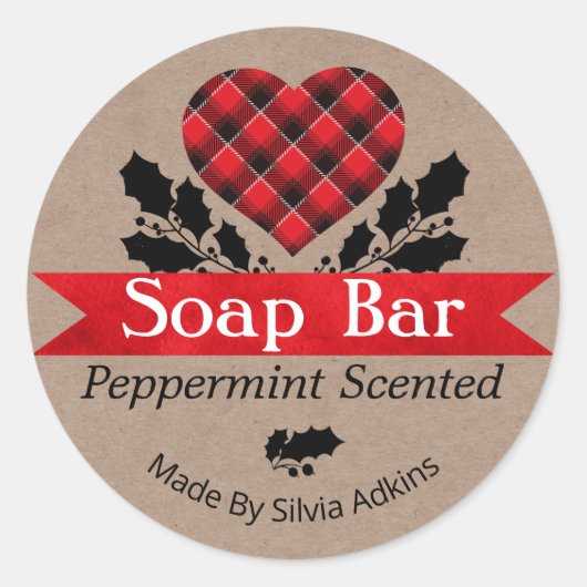 kerstpeppermint Play Kraft-etiket voor zeep Ronde Sticker (Voorkant)