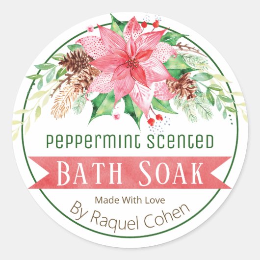 kerstpeppermint Scented Bath Soak Labels (Voorkant)