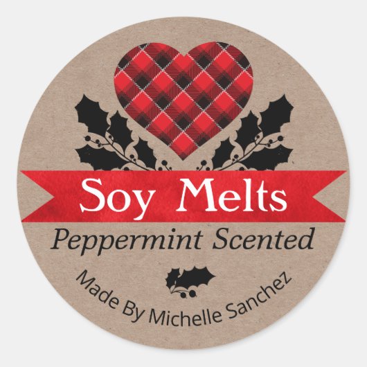 kerstpeppermint Soy Melt Kraft Play Labels (Voorkant)