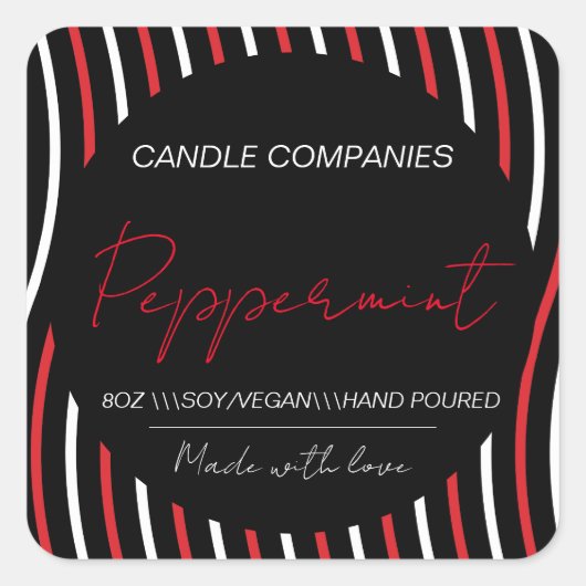 kerstpeppermint Vegan Candle Maker Business Vierkante Sticker (Voorkant)