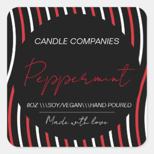 kerstpeppermint Vegan Candle Maker Business Vierkante Sticker