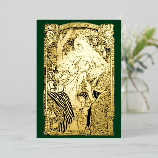  kerstperiode 1909 folie feestdagenkaart (Staand Voorkant)