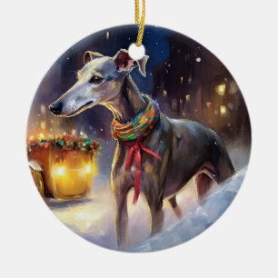 Kerstperiode voor Greyhounds  Keramisch Ornament