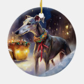 Kerstperiode voor Greyhounds  Keramisch Ornament (Achterkant)