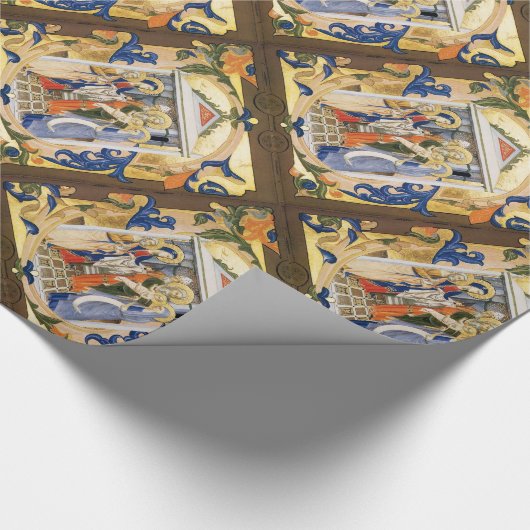 KERSTPERKAMENT MET RODE BLAUWE BLOEMEN CADEAUPAPIER (Hoek)