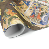 KERSTPERKAMENT MET RODE BLAUWE BLOEMEN CADEAUPAPIER (Rol Hoek)