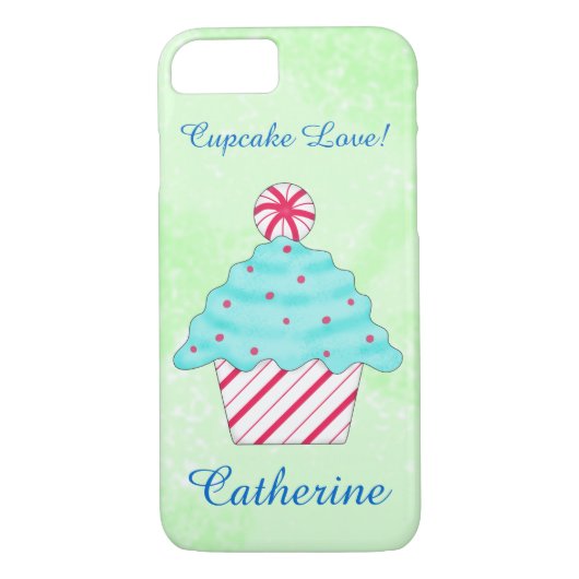 Kerstpermint Cupcake Art Name Persoonlijk Case-Mate iPhone Case (Achterkant)