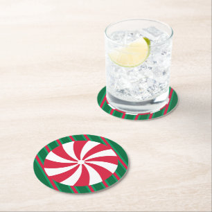 Kerstpermint Ronde Kartonnen Onderzetter