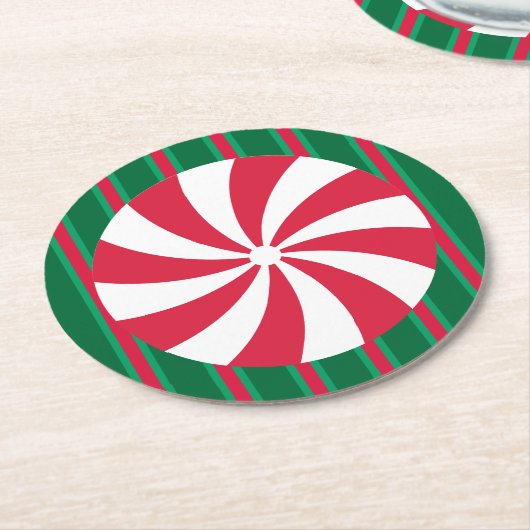 Kerstpermint Ronde Kartonnen Onderzetter (Gebogen)