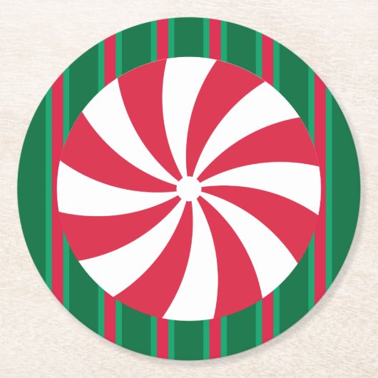Kerstpermint Ronde Kartonnen Onderzetter (Voorkant)