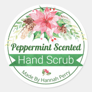 Kerstpermint Scented Hand Scrub-labels Ronde Sticker