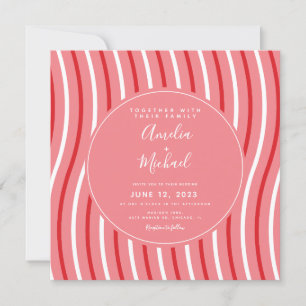 Kerstpermint Stripes Pink en Red Wedding Kaart
