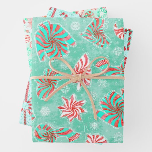 kerstperminten inpakpapier vel (In situ)