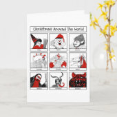 Kerstpersonages over de hele wereld Illustratie Kaart (Gele Bloem)