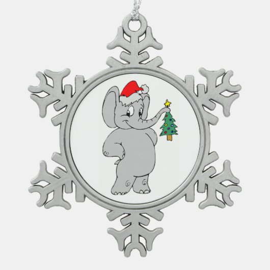 Kerstperweter Snowflake Ornament/Elephant Tin Sneeuwvlok Ornament (Voorkant)